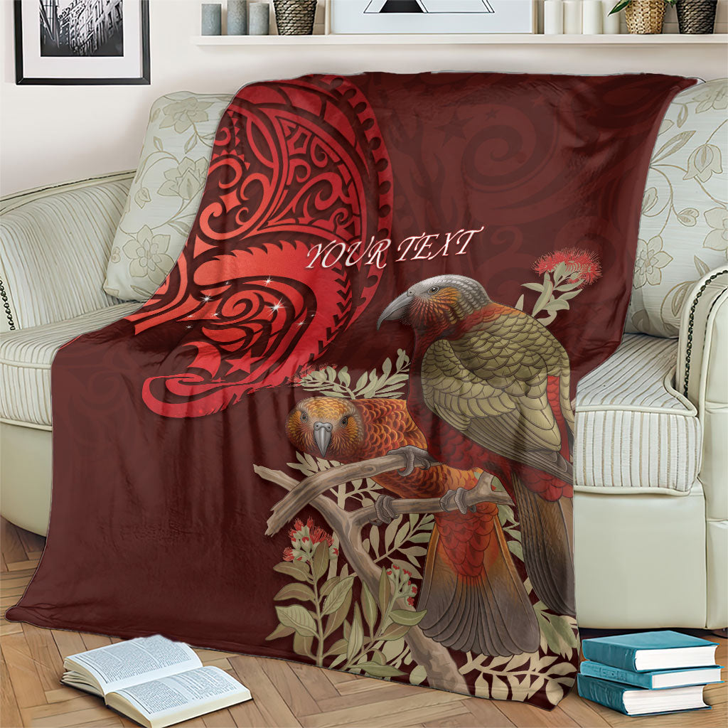 New Zealand Kaka Bird Personalised Blanket Pohutukawa Matariki Maori Pattern LT22 - Polynesian Pride