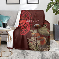 New Zealand Kaka Bird Personalised Blanket Pohutukawa Matariki Maori Pattern LT22 - Polynesian Pride