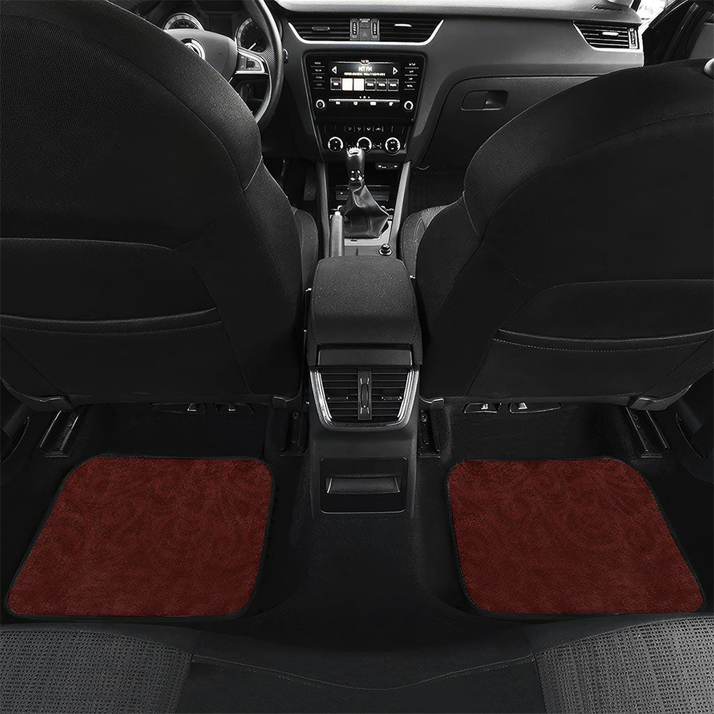 New Zealand Kaka Bird Personalised Car Mats Pohutukawa Matariki Maori Pattern LT22 Set 2pcs - Back Red - Polynesian Pride