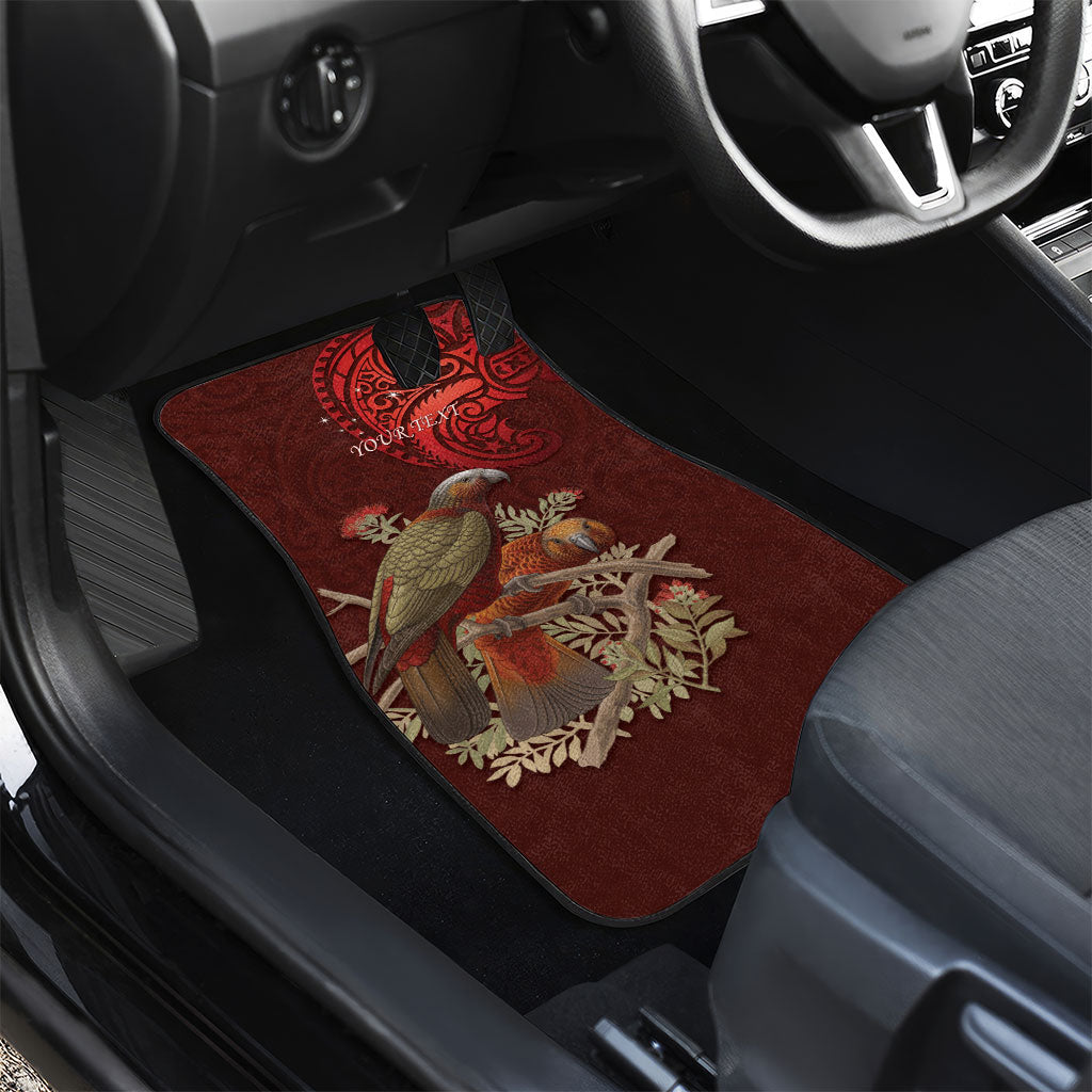 New Zealand Kaka Bird Personalised Car Mats Pohutukawa Matariki Maori Pattern LT22 - Polynesian Pride