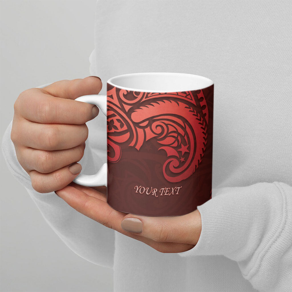 New Zealand Kaka Bird Personalised Ceramic Mug Pohutukawa Matariki Maori Pattern
