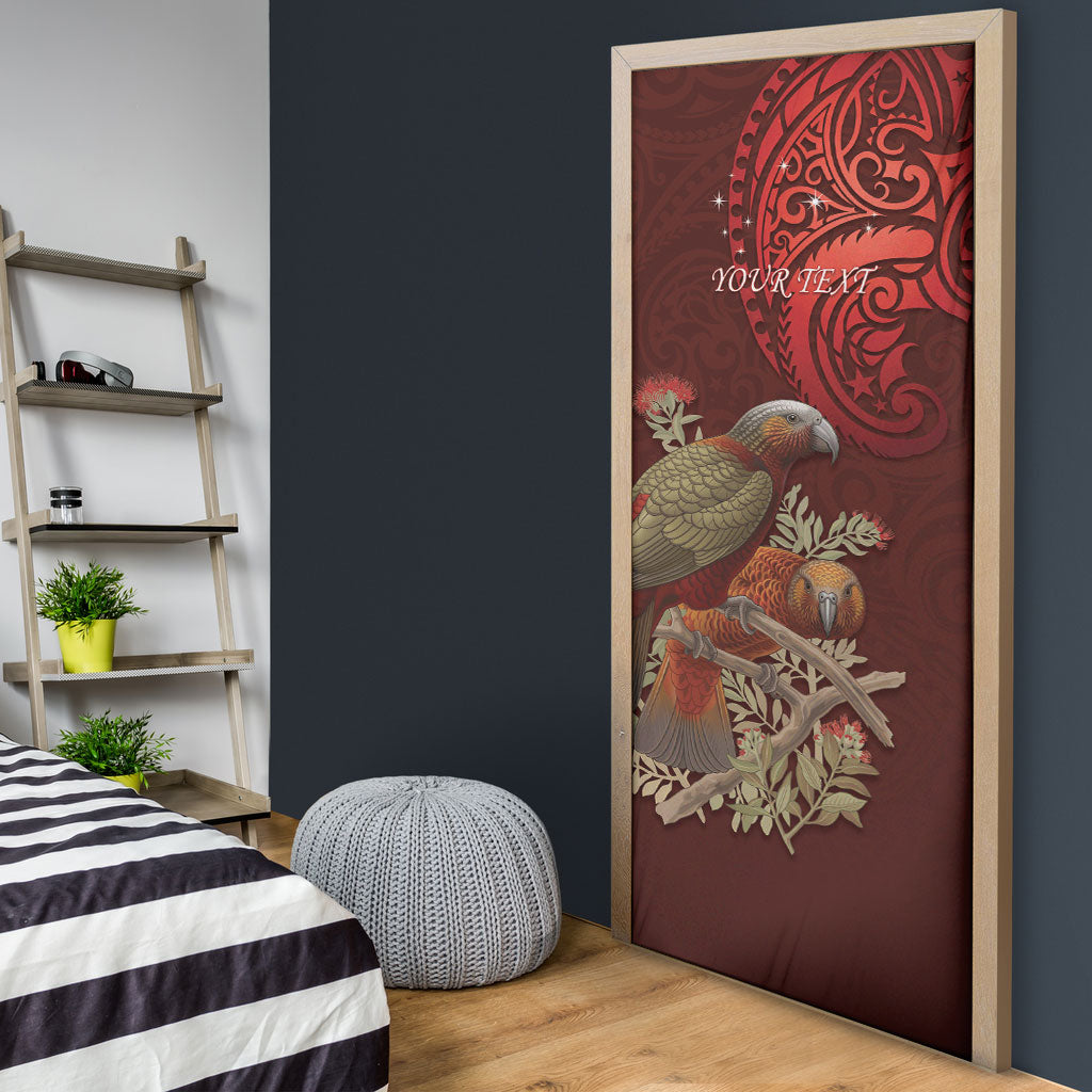 New Zealand Kaka Bird Personalised Door Cover Pohutukawa Matariki Maori Pattern LT22 - Polynesian Pride