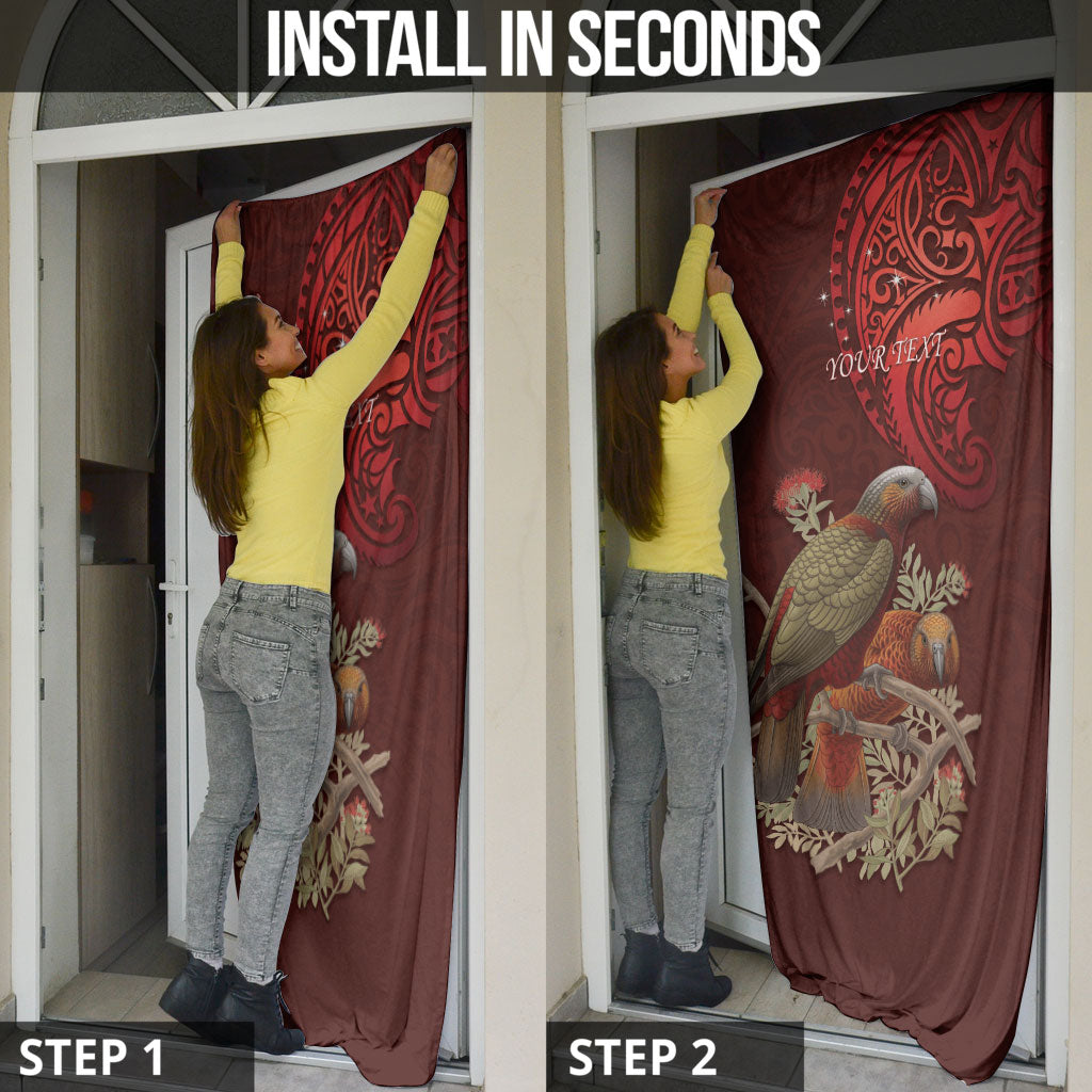 New Zealand Kaka Bird Personalised Door Cover Pohutukawa Matariki Maori Pattern LT22 - Polynesian Pride