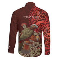 New Zealand Kaka Bird Personalised Family Matching Off Shoulder Short Dress and Hawaiian Shirt Pohutukawa Matariki Maori Pattern LT22 - Polynesian Pride