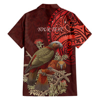 New Zealand Kaka Bird Personalised Family Matching Summer Maxi Dress and Hawaiian Shirt Pohutukawa Matariki Maori Pattern LT22 - Polynesian Pride