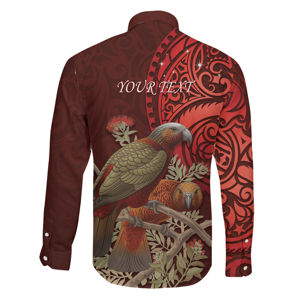New Zealand Kaka Bird Personalised Family Matching Tank Maxi Dress and Hawaiian Shirt Pohutukawa Matariki Maori Pattern LT22 - Polynesian Pride