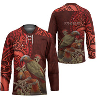 New Zealand Kaka Bird Personalised Hockey Jersey Pohutukawa Matariki Maori Pattern LT22 - Polynesian Pride