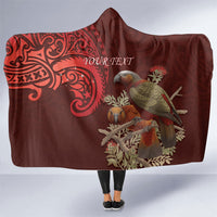 New Zealand Kaka Bird Personalised Hooded Blanket Pohutukawa Matariki Maori Pattern