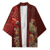 New Zealand Kaka Bird Personalised Kimono Pohutukawa Matariki Maori Pattern