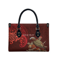 New Zealand Kaka Bird Personalised Leather Bag Pohutukawa Matariki Maori Pattern LT22 - Polynesian Pride