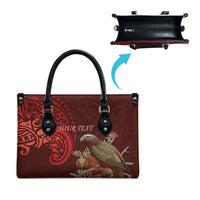 New Zealand Kaka Bird Personalised Leather Bag Pohutukawa Matariki Maori Pattern LT22 - Polynesian Pride