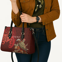 New Zealand Kaka Bird Personalised Leather Bag Pohutukawa Matariki Maori Pattern LT22 - Polynesian Pride