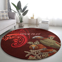 New Zealand Kaka Bird Personalised Round Carpet Pohutukawa Matariki Maori Pattern LT22 - Polynesian Pride