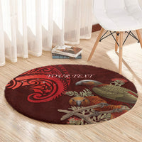 New Zealand Kaka Bird Personalised Round Carpet Pohutukawa Matariki Maori Pattern LT22 - Polynesian Pride