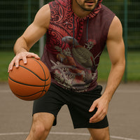 New Zealand Kaka Bird Personalised Sleeveless Hoodie Pohutukawa Matariki Maori Pattern LT22 - Polynesian Pride