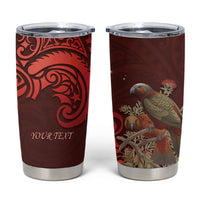 New Zealand Kaka Bird Personalised Tumbler Cup Pohutukawa Matariki Maori Pattern LT22 Red - Polynesian Pride