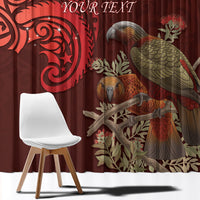 New Zealand Kaka Bird Personalised Window Curtain Pohutukawa Matariki Maori Pattern LT22 - Polynesian Pride