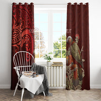 New Zealand Kaka Bird Personalised Window Curtain Pohutukawa Matariki Maori Pattern LT22 - Polynesian Pride