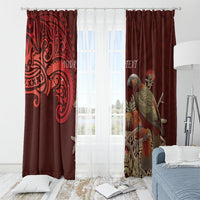 New Zealand Kaka Bird Personalised Window Curtain Pohutukawa Matariki Maori Pattern LT22 - Polynesian Pride