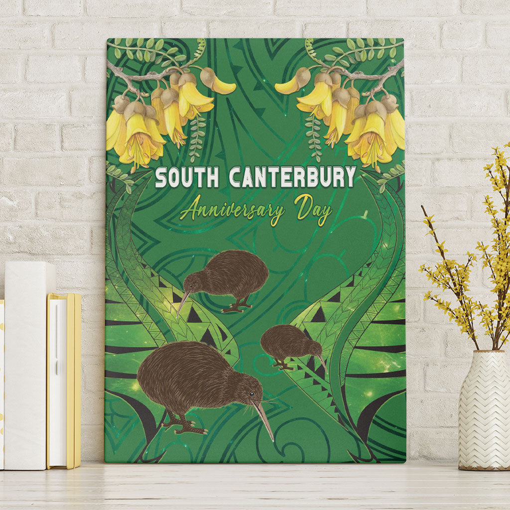 South Canterbury Anniversary Day Canvas Wall Art Kiwi Kowhai Silver Fern Maori Pattern