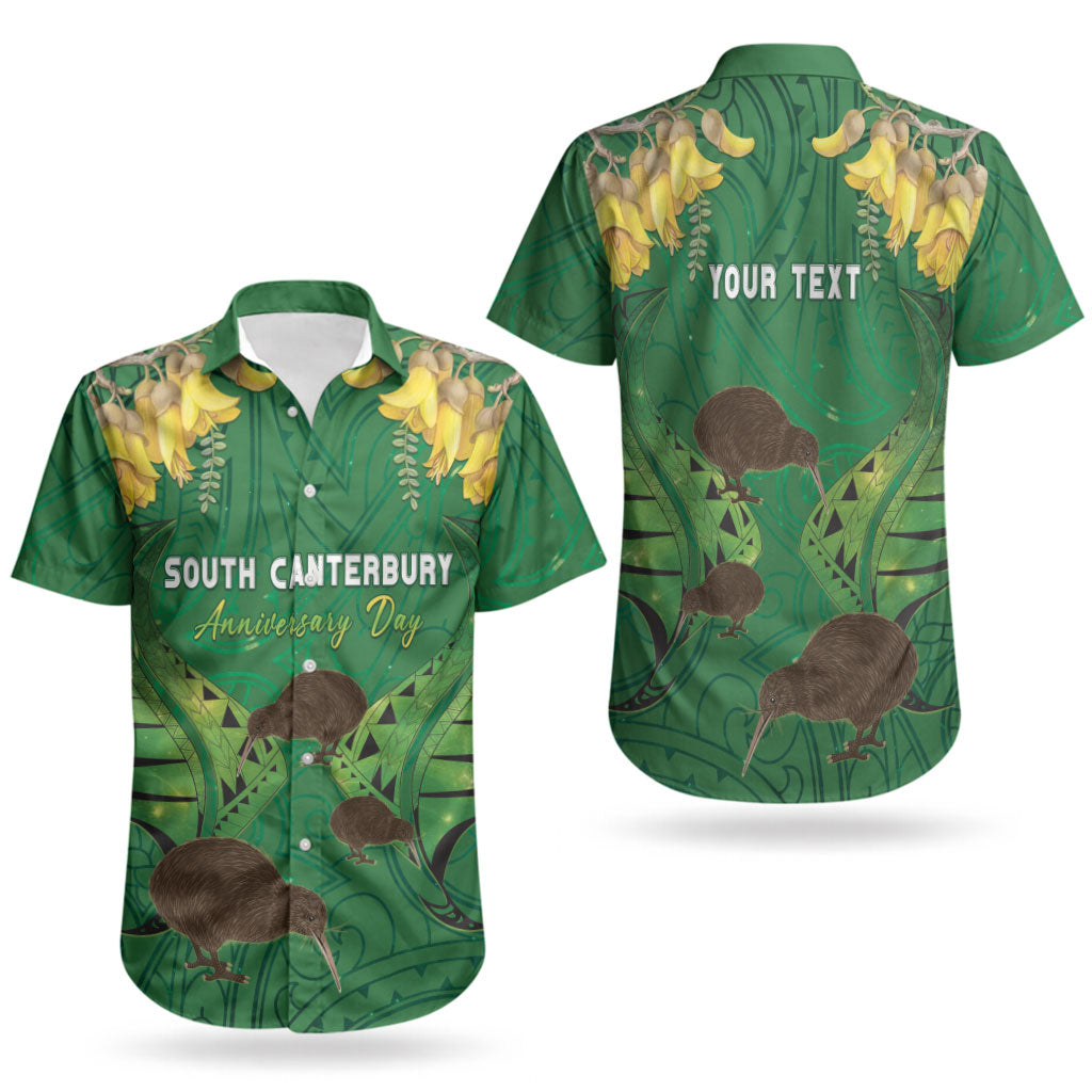 Personalised South Canterbury Anniversary Day Couples Matching Off Shoulder Maxi Dress and Hawaiian Shirt Kiwi Kowhai Silver Fern Maori Pattern LT22 - Polynesian Pride
