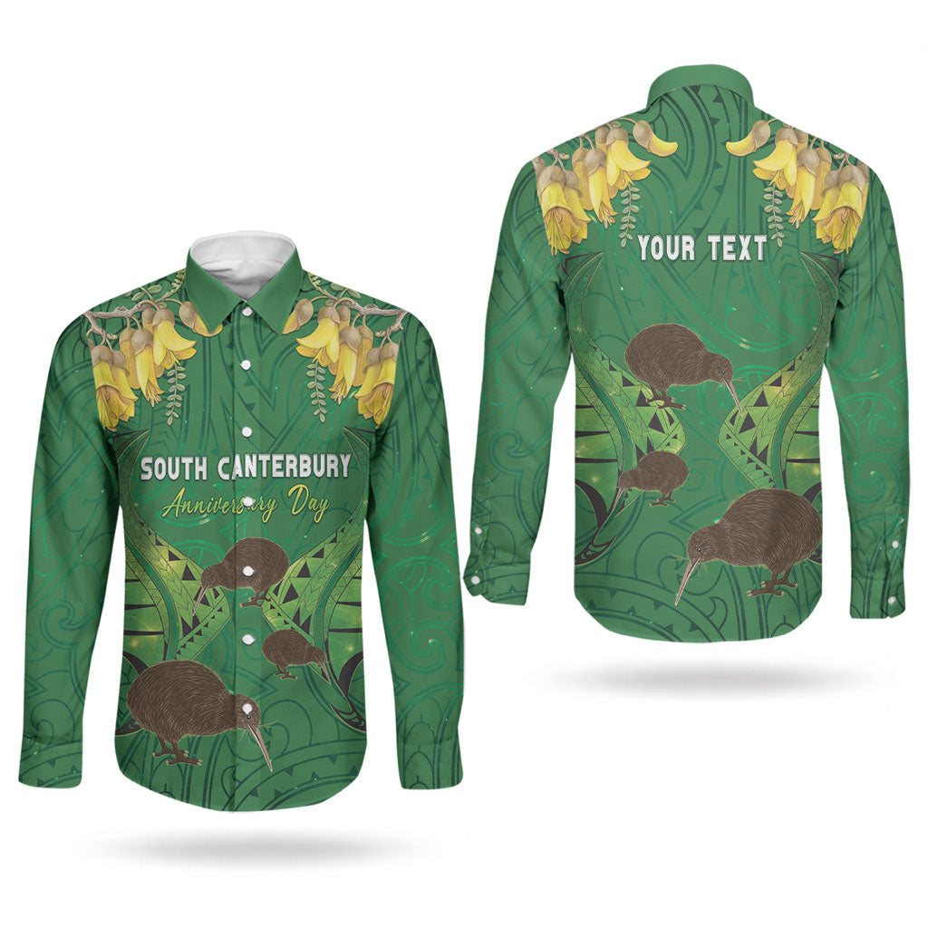 Personalised South Canterbury Anniversary Day Couples Matching Short Sleeve Bodycon Dress and Long Sleeve Button Shirt Kiwi Kowhai Silver Fern Maori Pattern LT22 - Polynesian Pride