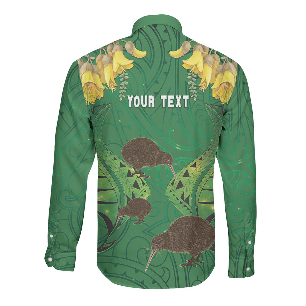 Personalised South Canterbury Anniversary Day Long Sleeve Button Shirt Kiwi Kowhai Silver Fern Maori Pattern LT22 - Polynesian Pride