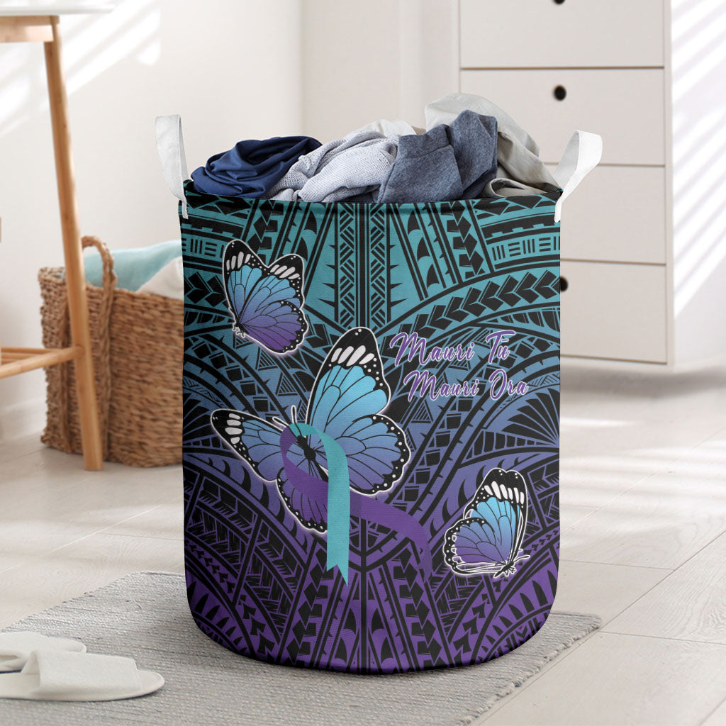 New Zealand Suicide Prevention Month Laundry Basket Maori Mauri Tu Mauri Ora Polynesian Pattern