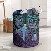 New Zealand Suicide Prevention Month Laundry Basket Maori Mauri Tu Mauri Ora Polynesian Pattern LT22 Teal - Polynesian Pride