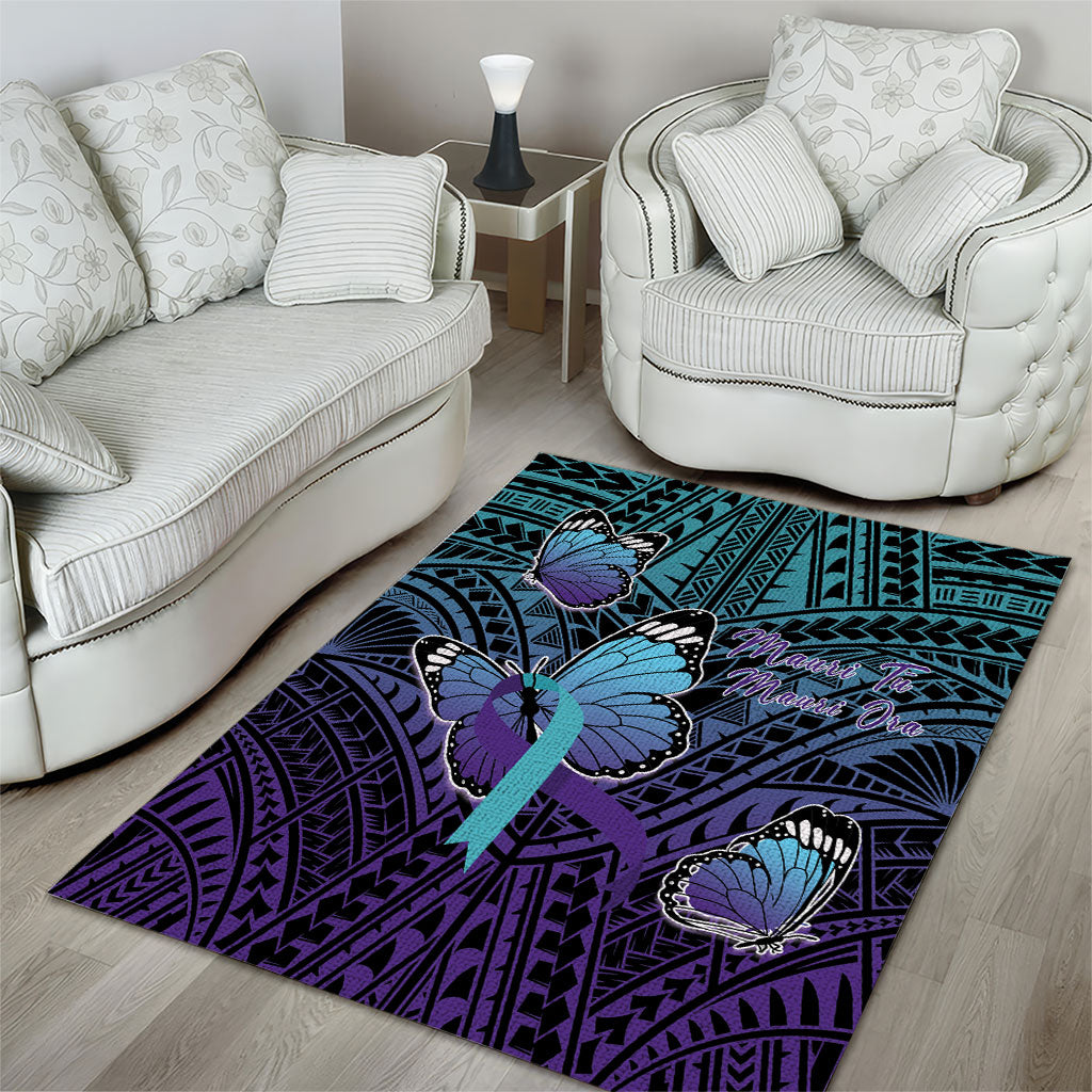 New Zealand Suicide Prevention Month Area Rug Maori Mauri Tu Mauri Ora Polynesian Pattern LT22 - Polynesian Pride