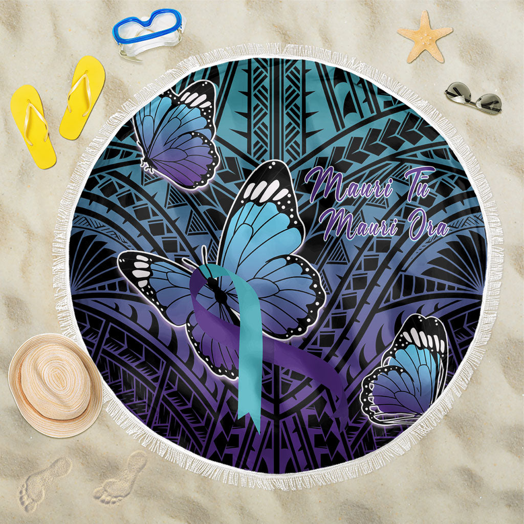 New Zealand Suicide Prevention Month Beach Blanket Maori Mauri Tu Mauri Ora Polynesian Pattern