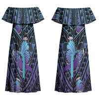 Personalised New Zealand Suicide Prevention Month Couples Matching Off Shoulder Maxi Dress and Long Sleeve Button Shirt Maori Mauri Tu Mauri Ora Polynesian Pattern LT22 - Polynesian Pride