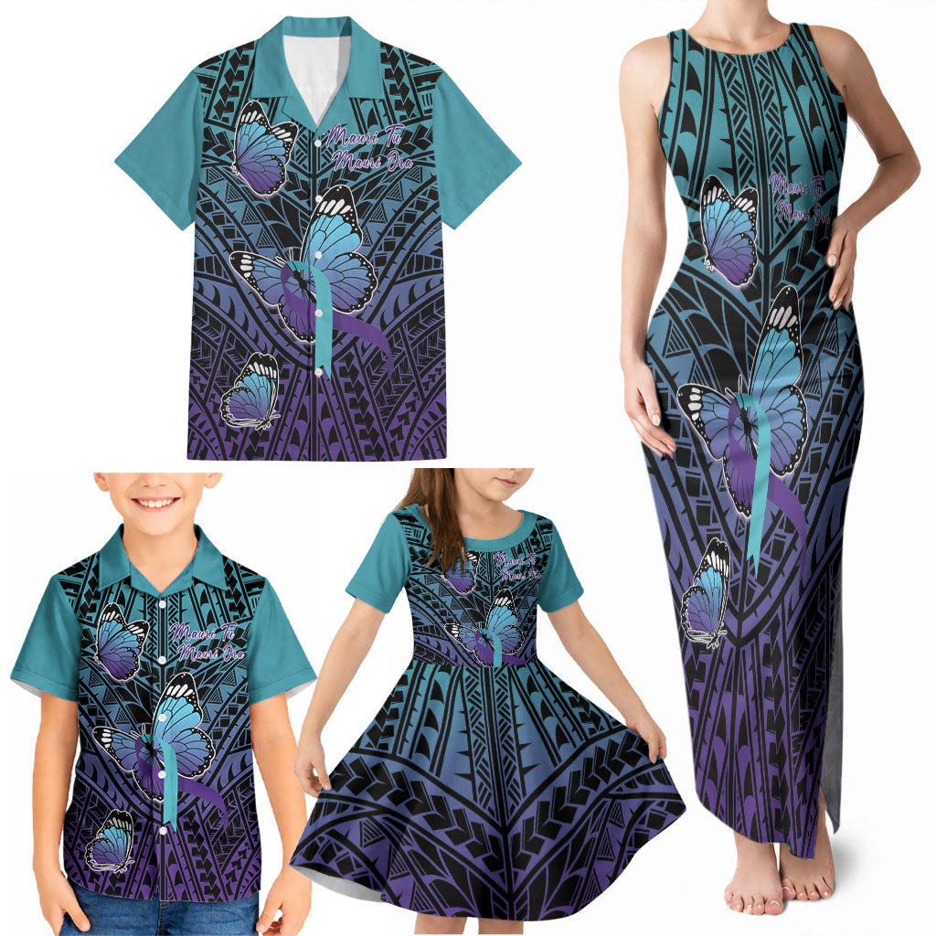Personalised New Zealand Suicide Prevention Month Family Matching Tank Maxi Dress and Hawaiian Shirt Maori Mauri Tu Mauri Ora Polynesian Pattern LT22 - Polynesian Pride
