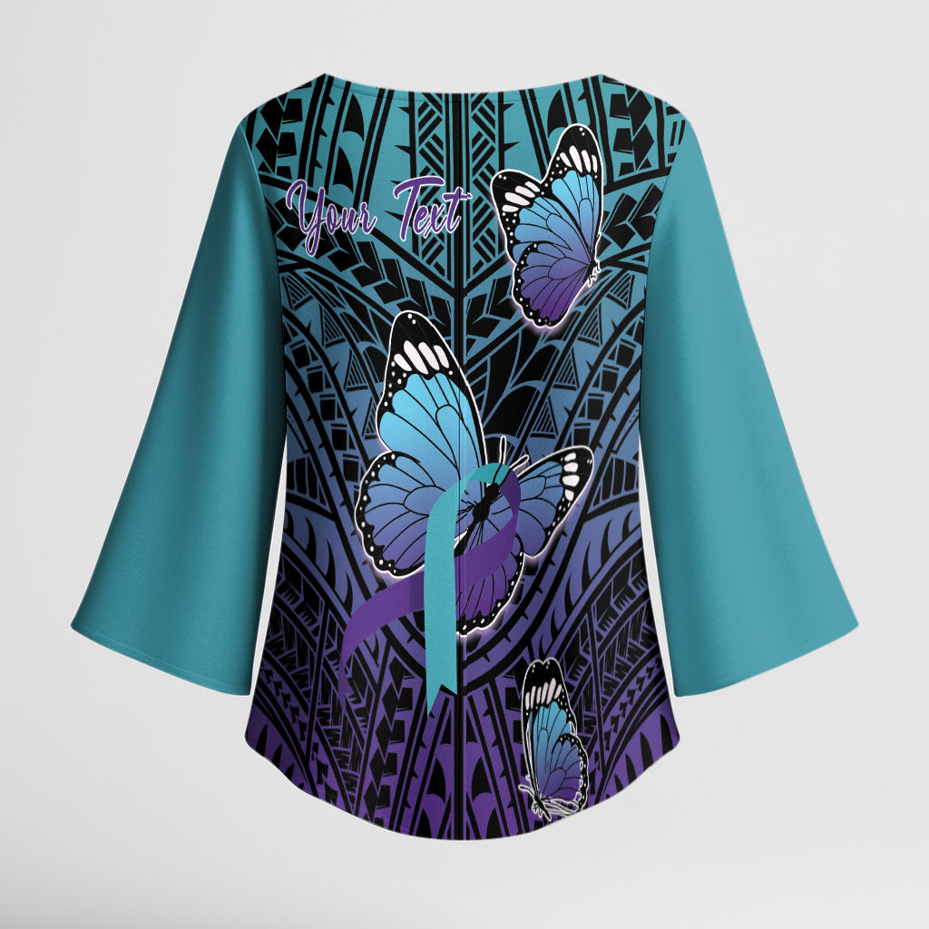 Personalised New Zealand Suicide Prevention Month Kimono Sleeve Blouse Maori Mauri Tu Mauri Ora Polynesian Pattern LT22 - Polynesian Pride