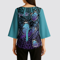 Personalised New Zealand Suicide Prevention Month Kimono Sleeve Blouse Maori Mauri Tu Mauri Ora Polynesian Pattern LT22 - Polynesian Pride