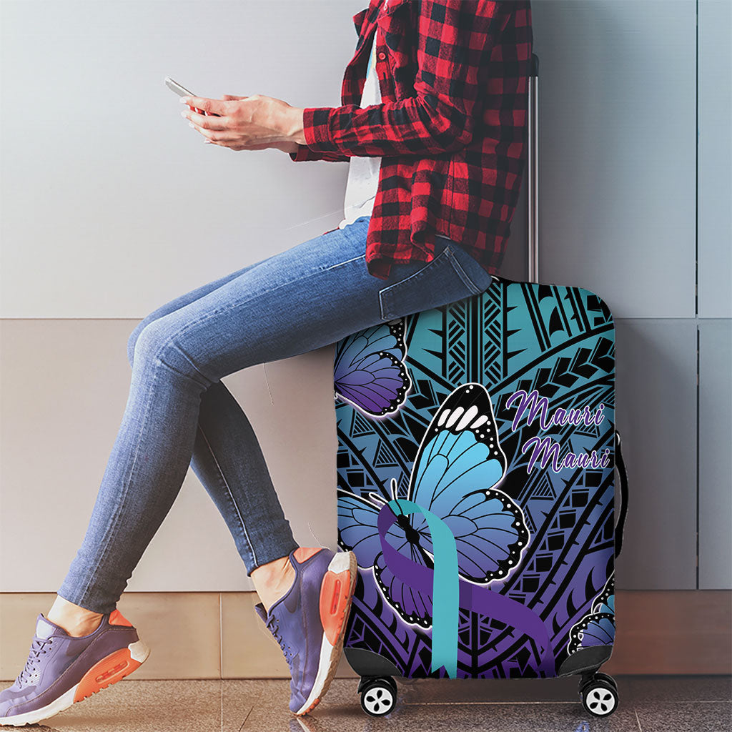 New Zealand Suicide Prevention Month Luggage Cover Maori Mauri Tu Mauri Ora Polynesian Pattern LT22 - Polynesian Pride