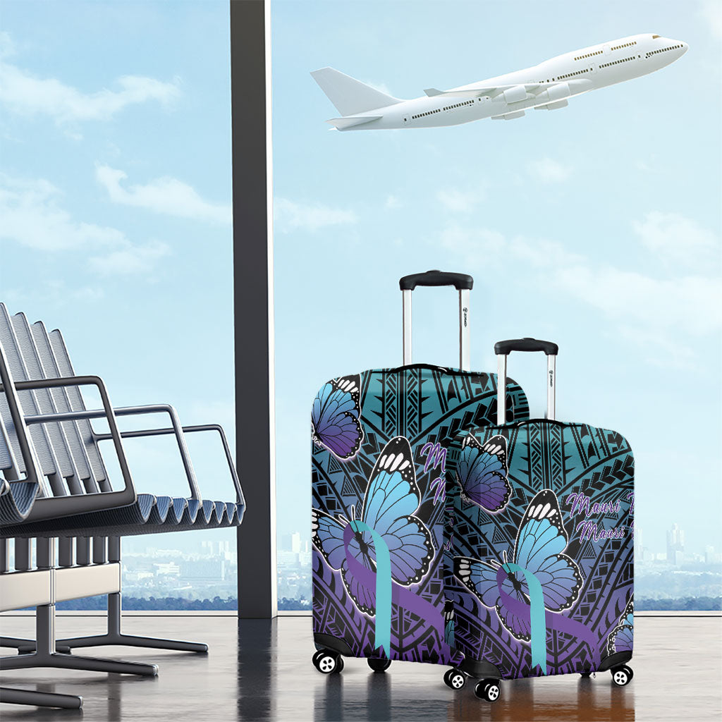 New Zealand Suicide Prevention Month Luggage Cover Maori Mauri Tu Mauri Ora Polynesian Pattern LT22 - Polynesian Pride