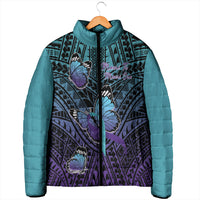 Personalised New Zealand Suicide Prevention Month Padded Jacket Maori Mauri Tu Mauri Ora Polynesian Pattern LT22 - Polynesian Pride