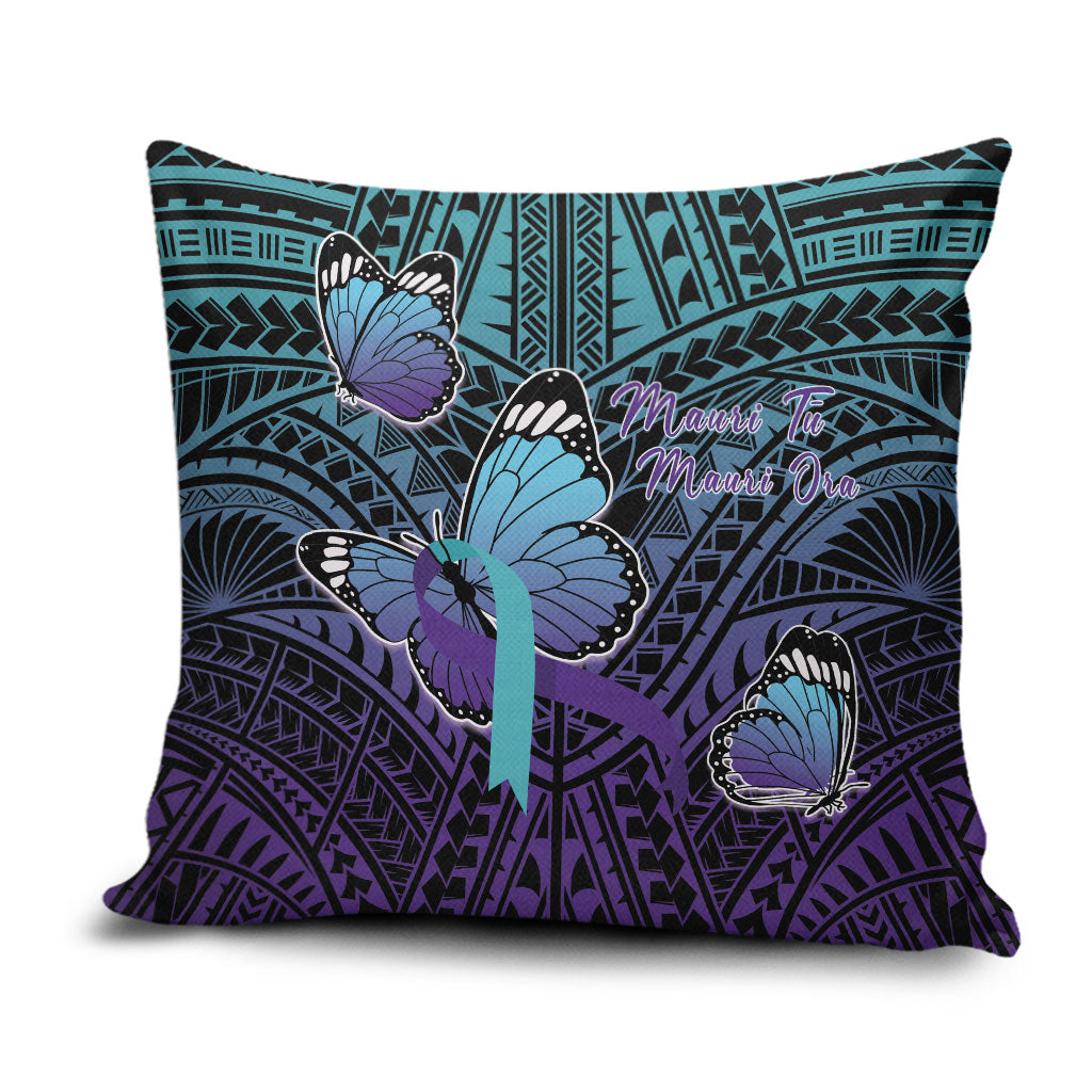 New Zealand Suicide Prevention Month Pillow Cover Maori Mauri Tu Mauri Ora Polynesian Pattern