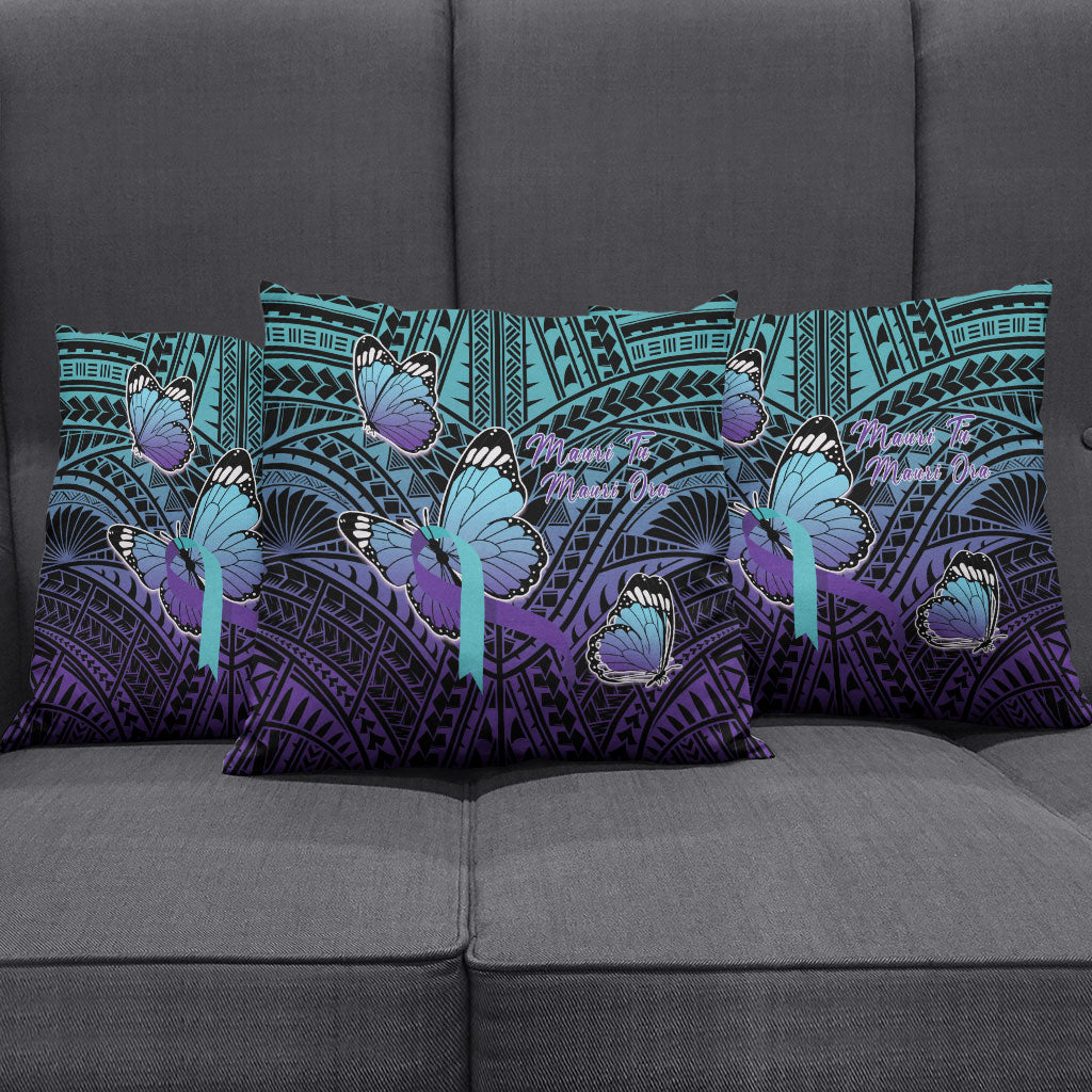 New Zealand Suicide Prevention Month Pillow Cover Maori Mauri Tu Mauri Ora Polynesian Pattern LT22 - Polynesian Pride