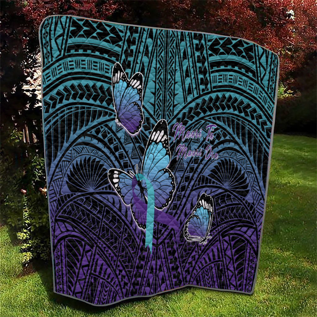 New Zealand Suicide Prevention Month Quilt Maori Mauri Tu Mauri Ora Polynesian Pattern LT22 - Polynesian Pride