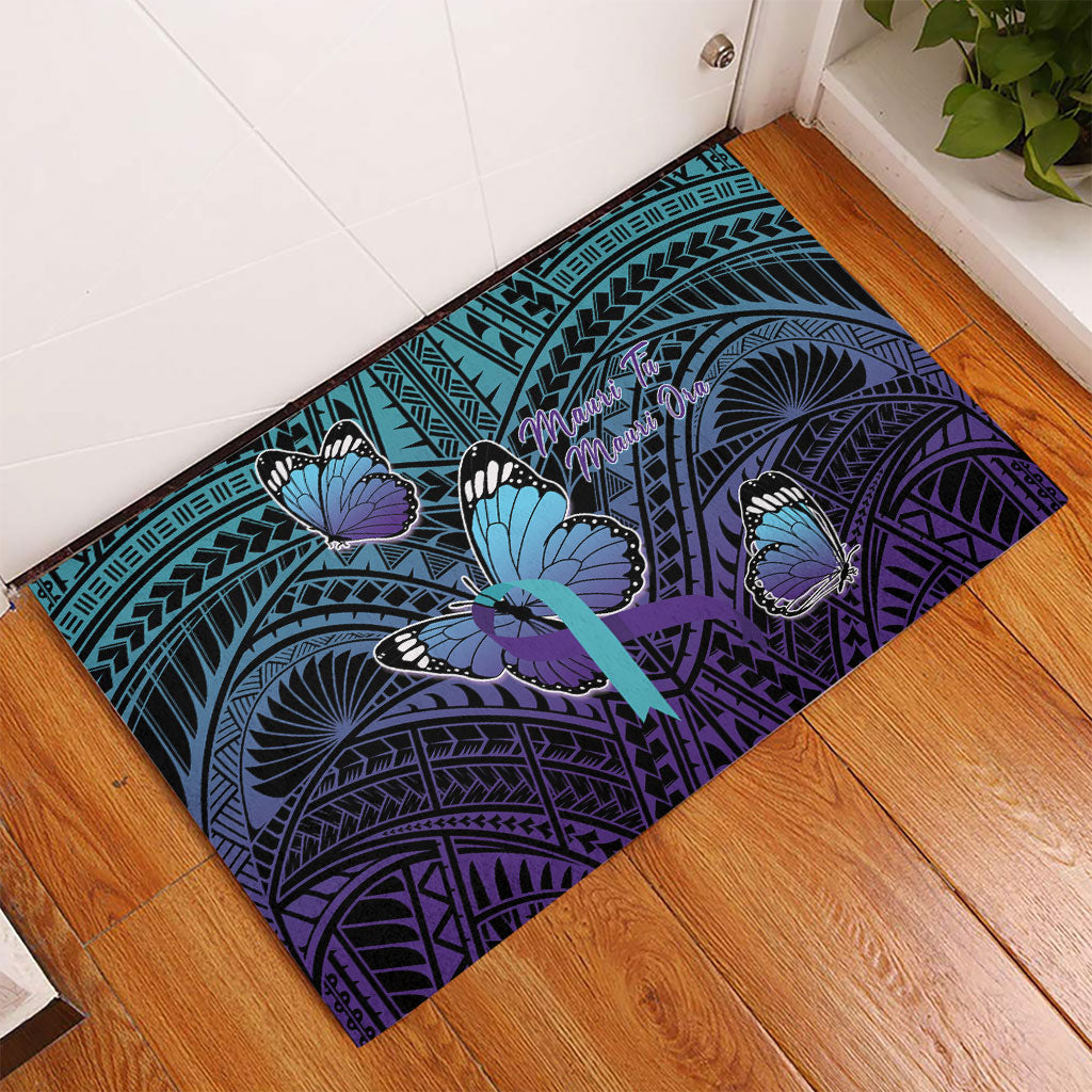 New Zealand Suicide Prevention Month Rubber Doormat Maori Mauri Tu Mauri Ora Polynesian Pattern LT22 - Polynesian Pride