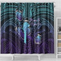 New Zealand Suicide Prevention Month Shower Curtain Maori Mauri Tu Mauri Ora Polynesian Pattern LT22 - Polynesian Pride