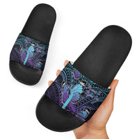 New Zealand Suicide Prevention Month Slide Sandals Maori Mauri Tu Mauri Ora Polynesian Pattern LT22 - Polynesian Pride