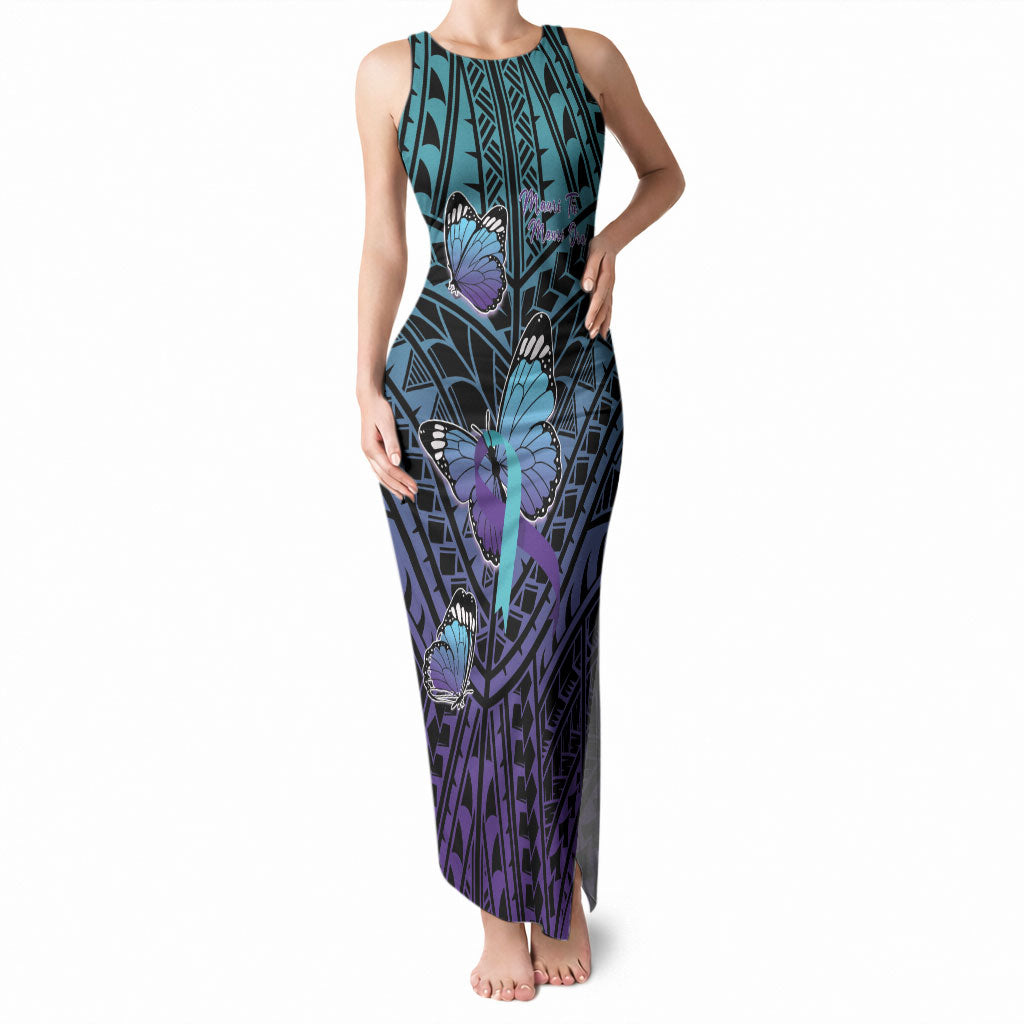 Personalised New Zealand Suicide Prevention Month Tank Maxi Dress Maori Mauri Tu Mauri Ora Polynesian Pattern
