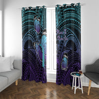 New Zealand Suicide Prevention Month Window Curtain Maori Mauri Tu Mauri Ora Polynesian Pattern LT22 With Grommets Teal - Polynesian Pride