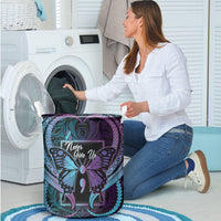 Polynesia Suicide Prevention Month Laundry Basket Semicolon Butterfly Never Give Up Polynesian Pattern LT22 - Polynesian Pride