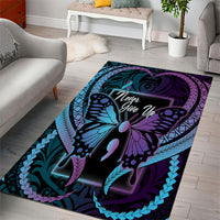 Polynesia Suicide Prevention Month Area Rug Semicolon Butterfly Never Give Up Polynesian Pattern LT22 - Polynesian Pride