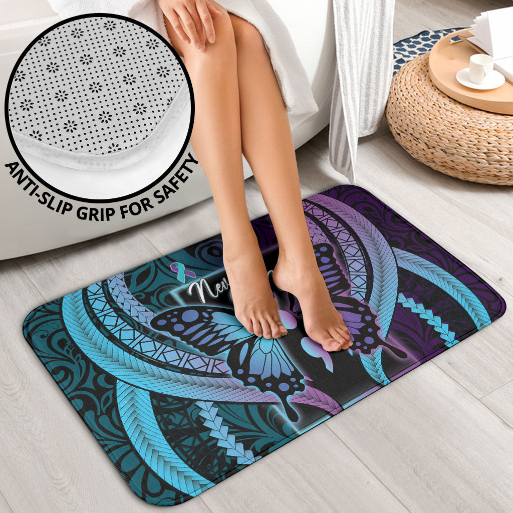 Polynesia Suicide Prevention Month Bathroom Set Semicolon Butterfly Never Give Up Polynesian Pattern LT22 - Polynesian Pride