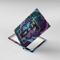 Polynesia Suicide Prevention Month Canvas Wall Art Semicolon Butterfly Never Give Up Polynesian Pattern LT22 With Frame Teal - Polynesian Pride